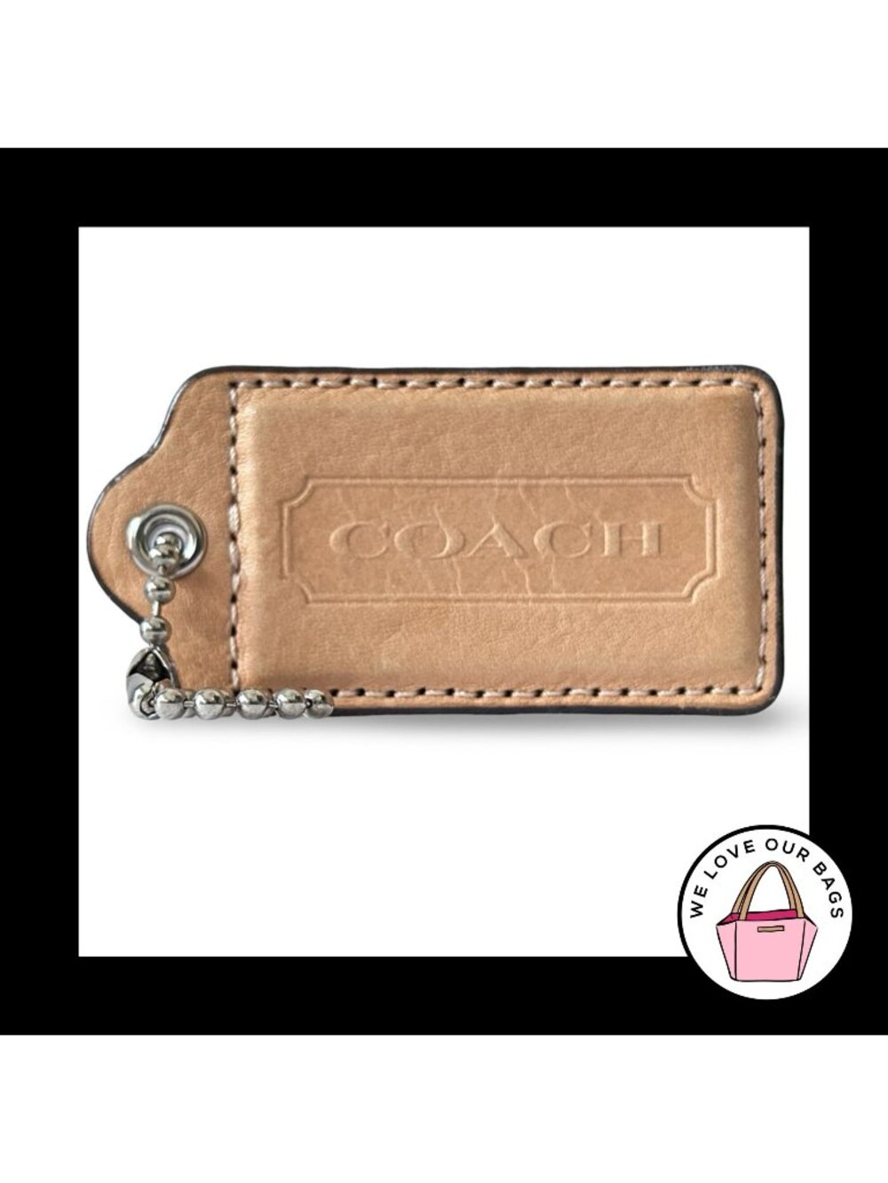 XL Huge COACH HANGTAG 3" Vachetta Natural Saddle Leather Bag Charm Keychain Fob